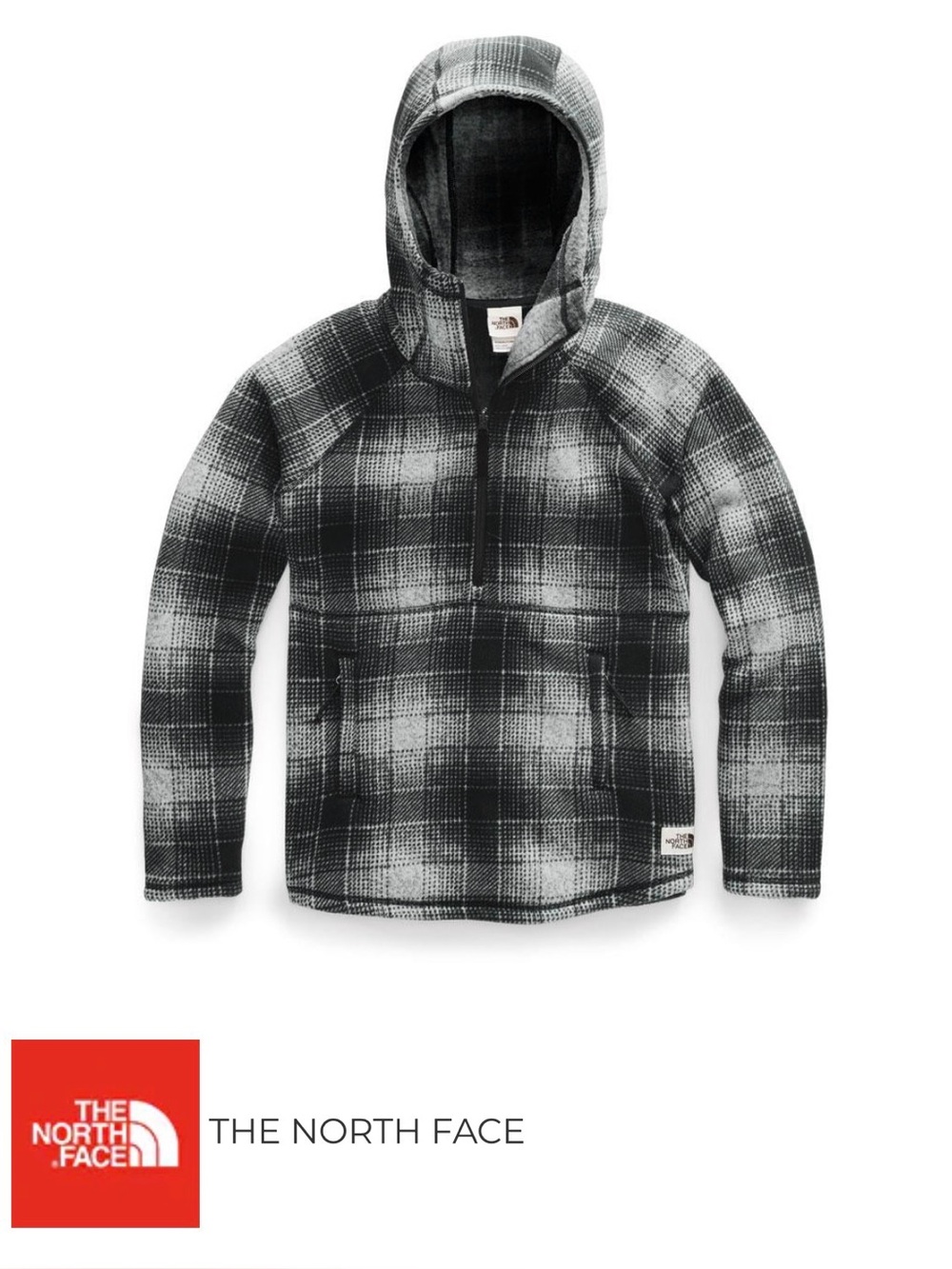 THE NORTH FACE PRINTED CRESCENT HOODED PULLOVER SWEATER FLEECE Women's Large